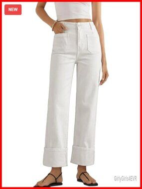 High Waisted Wide Leg Jeans with Stretch Denim